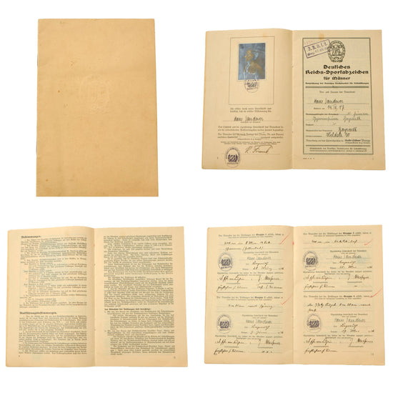 Original German WWII DRL National Sports Association Identification and Record Pamphlet Named to Hans Landner Original Items