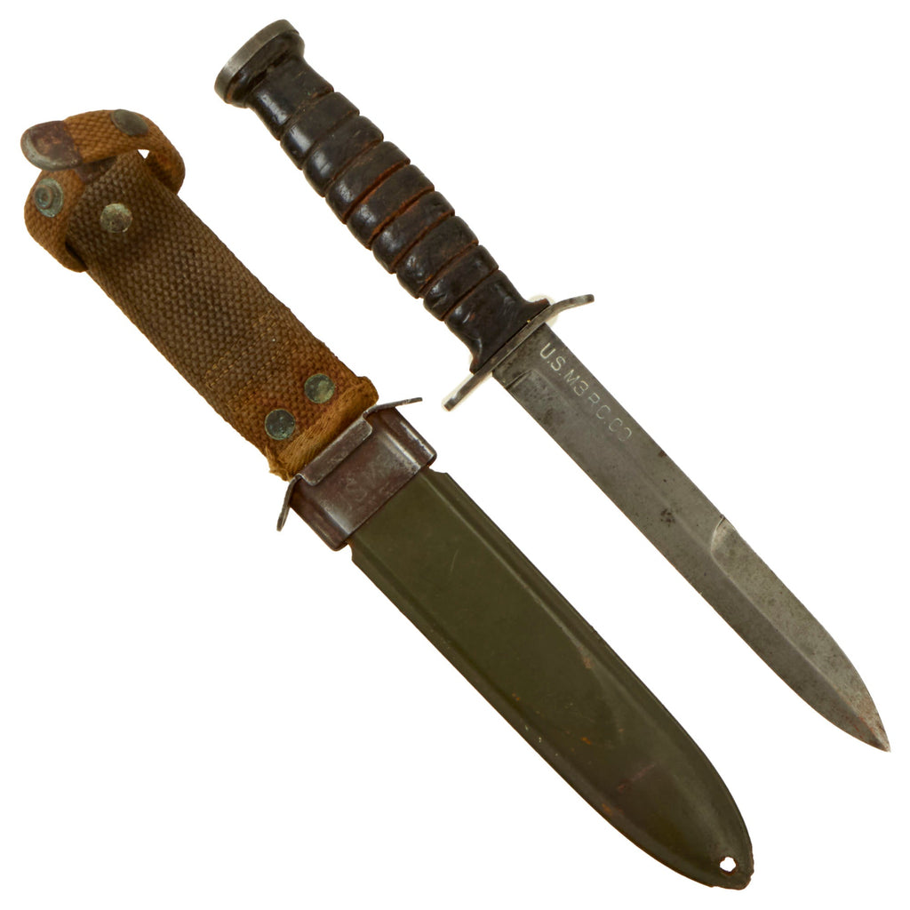 Original U.S. WWII Blade Marked M3 Fighting Knife by Robeson Cutlery with M8 Scabbard Original Items