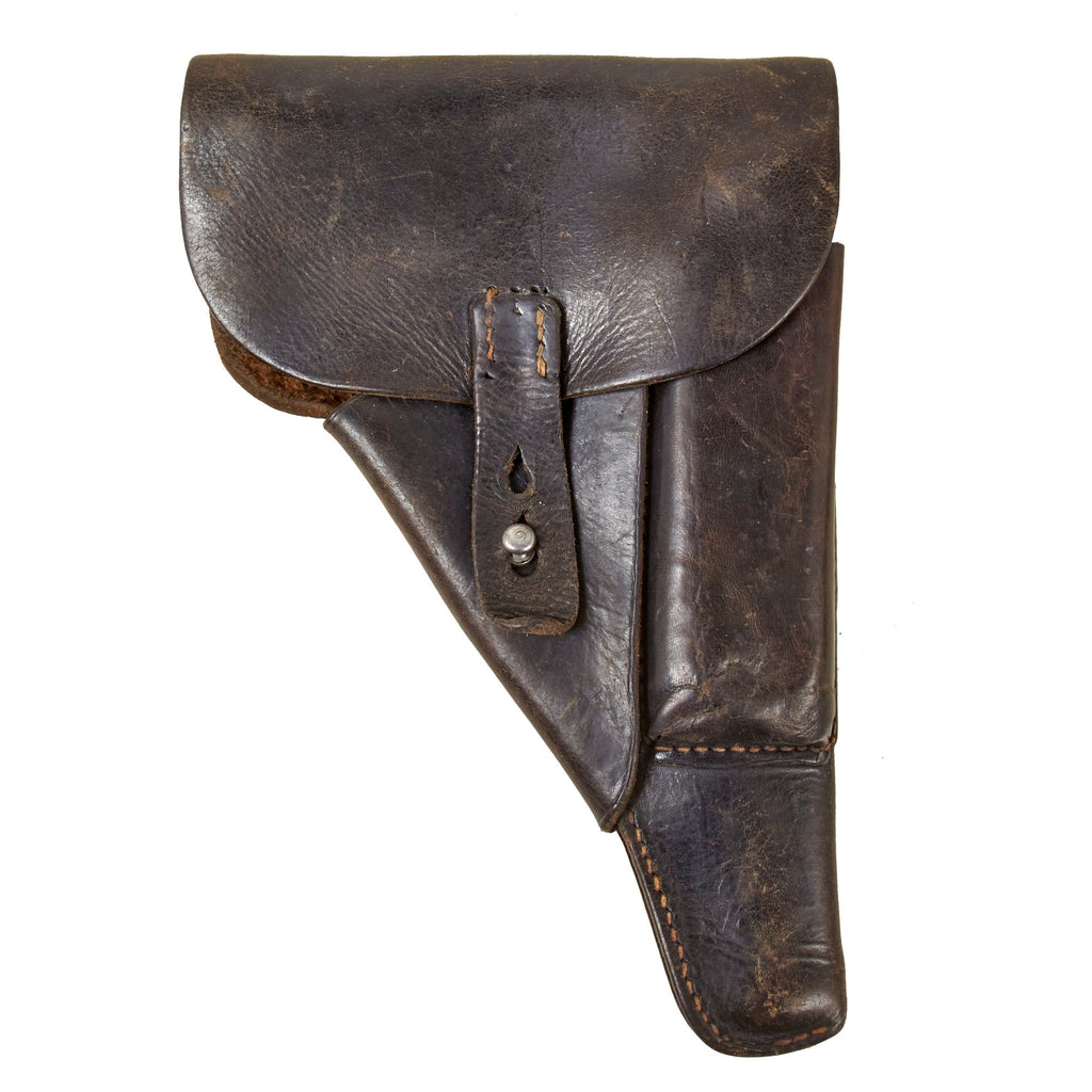 Original German WWII Walther P38 Black Leather Softshell Holster by Hans Römer - Pistole 38 Original Items