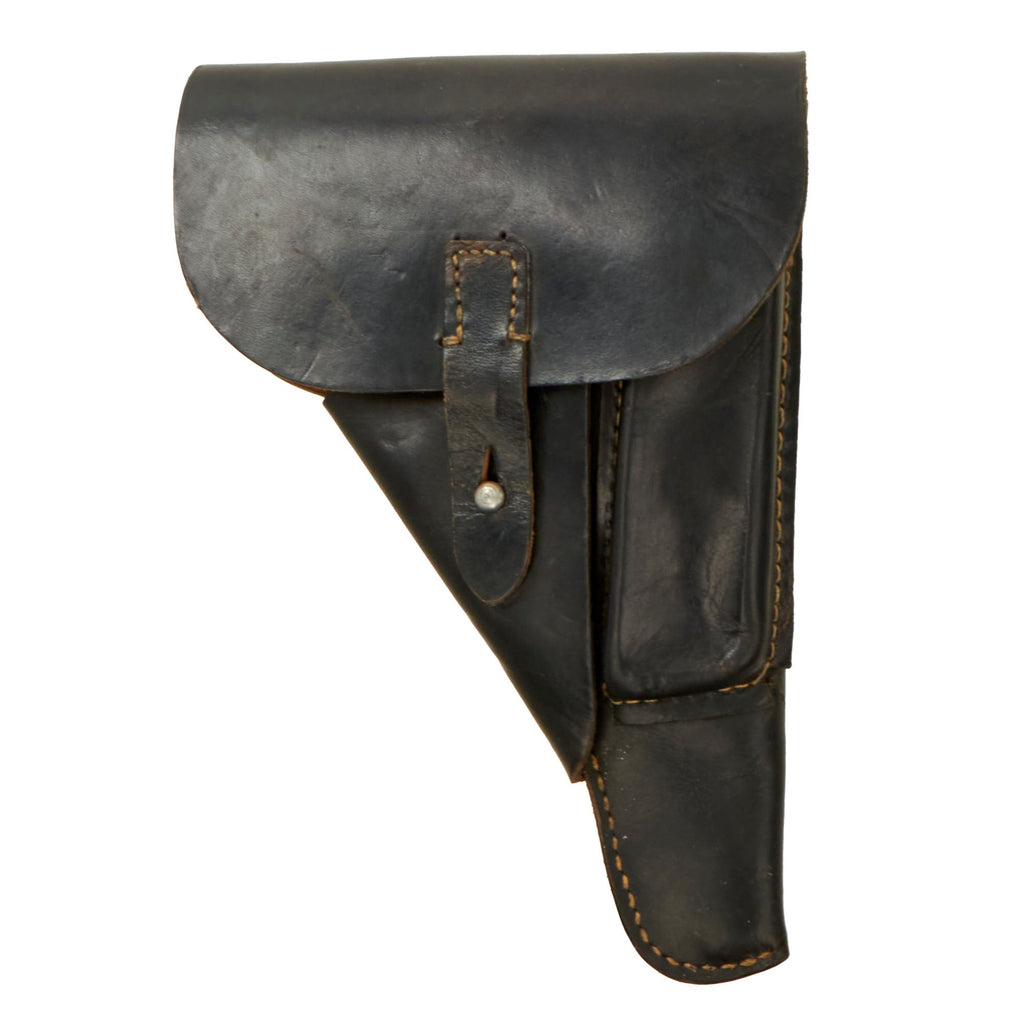 Original German WWII Walther P38 Black Leather Softshell Holster by Moritz Stecher - Dated 1944 Original Items