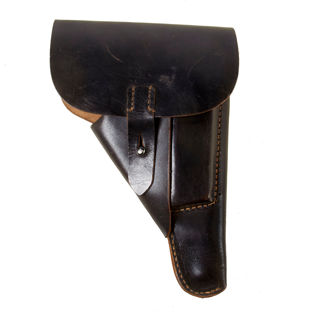 Original German WWII Walther P38 Black Leather Softshell Holster - Unmarked Original Items