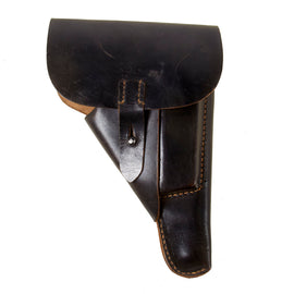 Original German WWII Walther P38 Black Leather Softshell Holster - Unmarked
