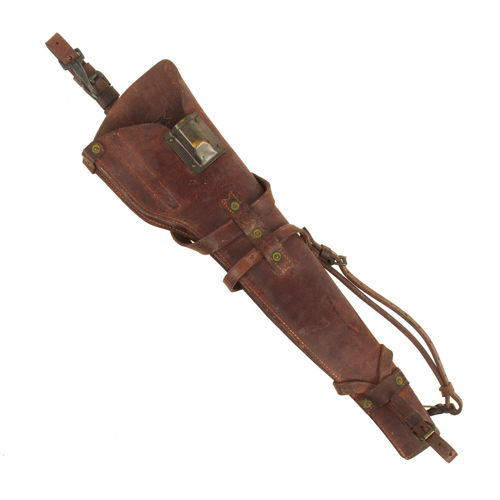 Original U.S. WWII M1 Carbine Leather Vehicle Scabbard marked J.Q.M.D. with Straps - Dated 1944 Original Items