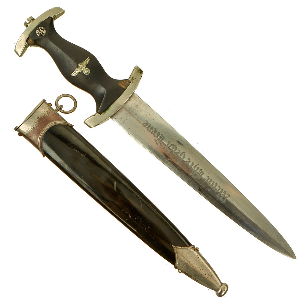 Original German WWII Early Numbered M33 SS Dagger by Gottlieb Hammesfahr & Co. with Scabbard Original Items