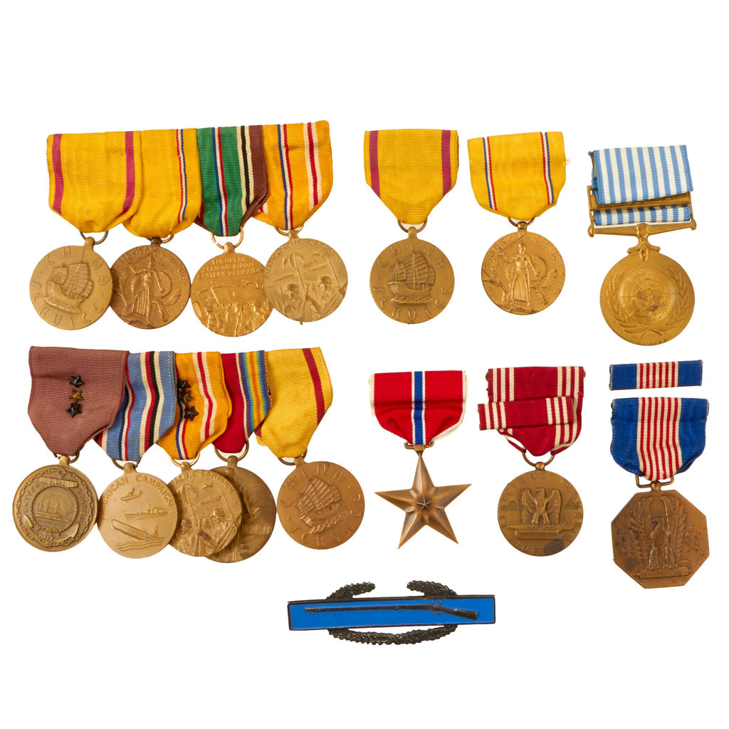 Original U.S. WWII - Korean War Era Medal & Insignia Lot - Two Medal Bars Original Items