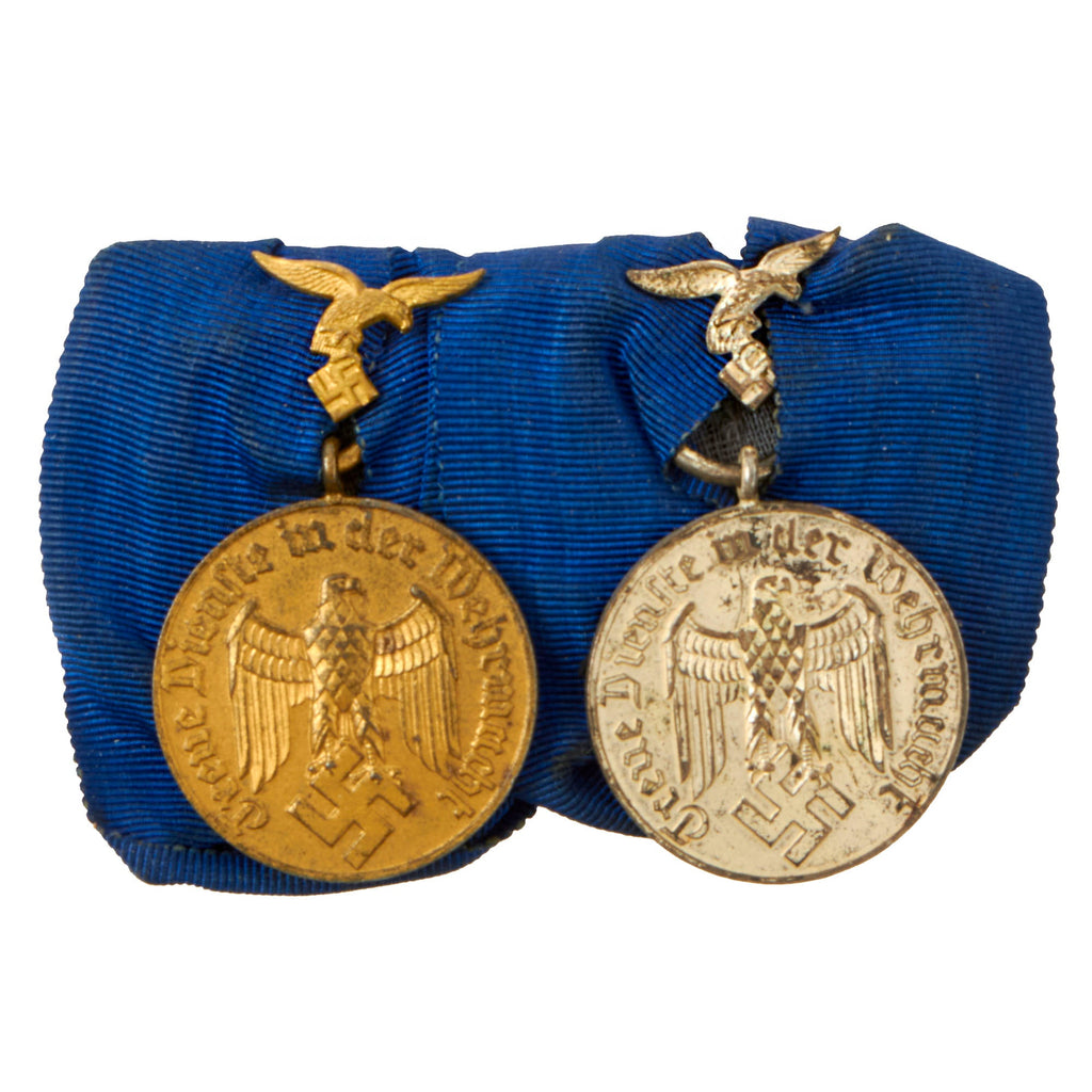 Original German WWII Luftwaffe Wehrmacht Long Service Award Medal Bar - 4 & 12 Years Original Items