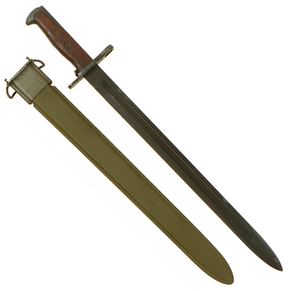 Original U.S. WWI M1905 Springfield 16 inch Rifle Bayonet Marked S.A. with WWII M3 USN Mk I Scabbard - Dated 1918 Original Items
