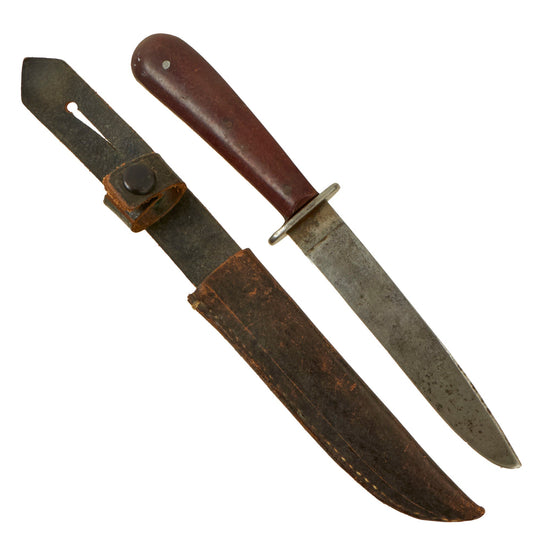 Original German WWII Bakelite Handle Trench Fighting Knife by PUMA-Werk with Custom Leather Sheath Original Items