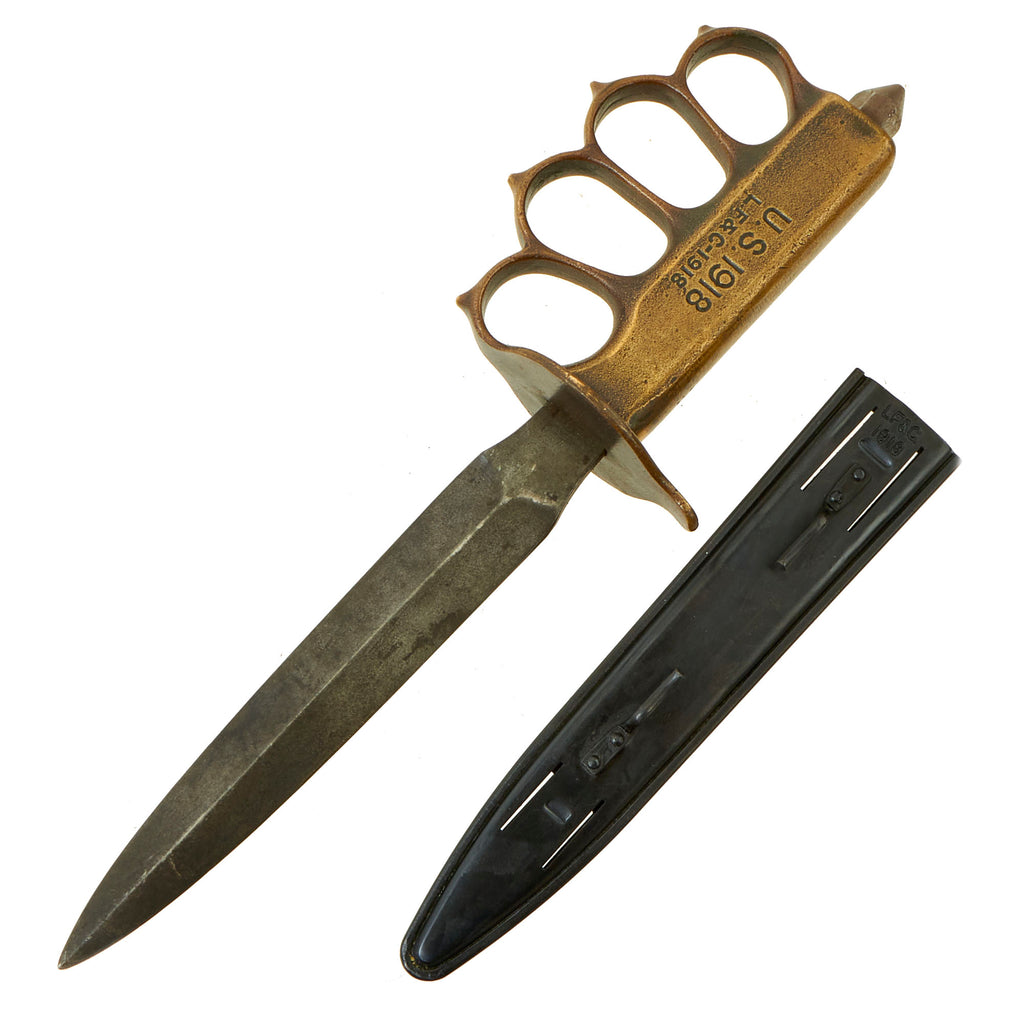 Original U.S. WWI Model 1918 Mark I Trench Knife by L. F. & C. with Steel Scabbard Original Items