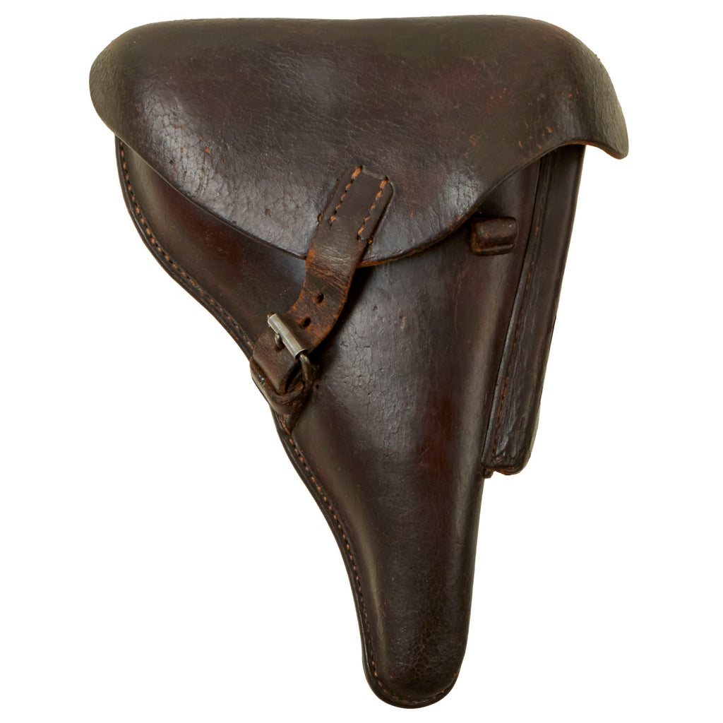 Original German Pre WWII P.08 Luger Pistol Brown Leather Hardshell Holster by Otto Reichel of Lengefeld - Dated 1937 Original Items