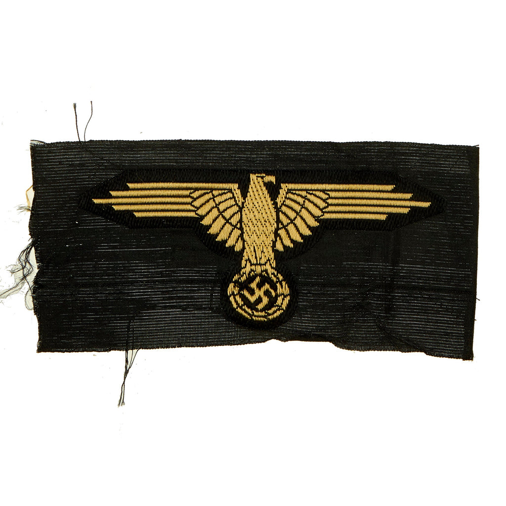 Original German WWII SS Afrika Korps M43 Cap Eagle BeVO Embroidered Insignia with RZM Tag - Unissued Original Items