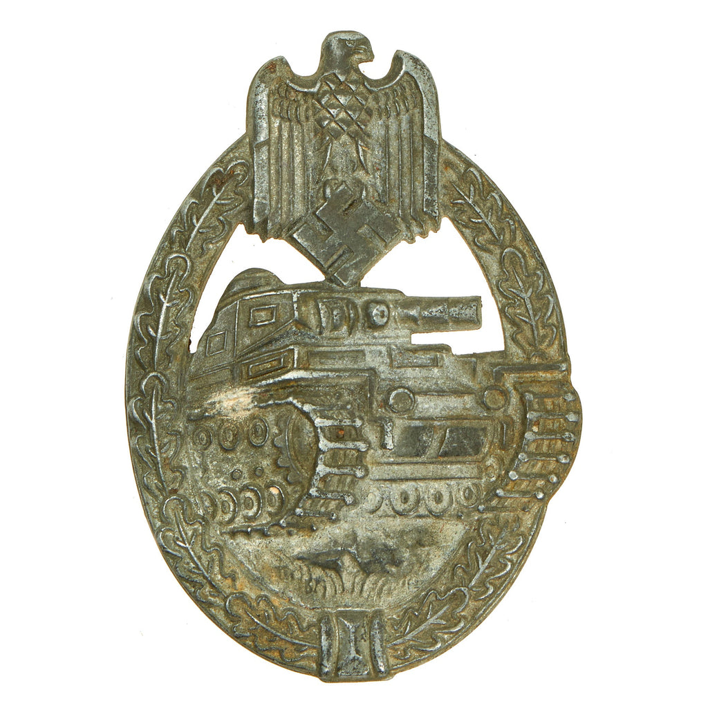 Original German WWII Silver Grade Panzer Assault Tank Badge - Solid Back Version Original Items