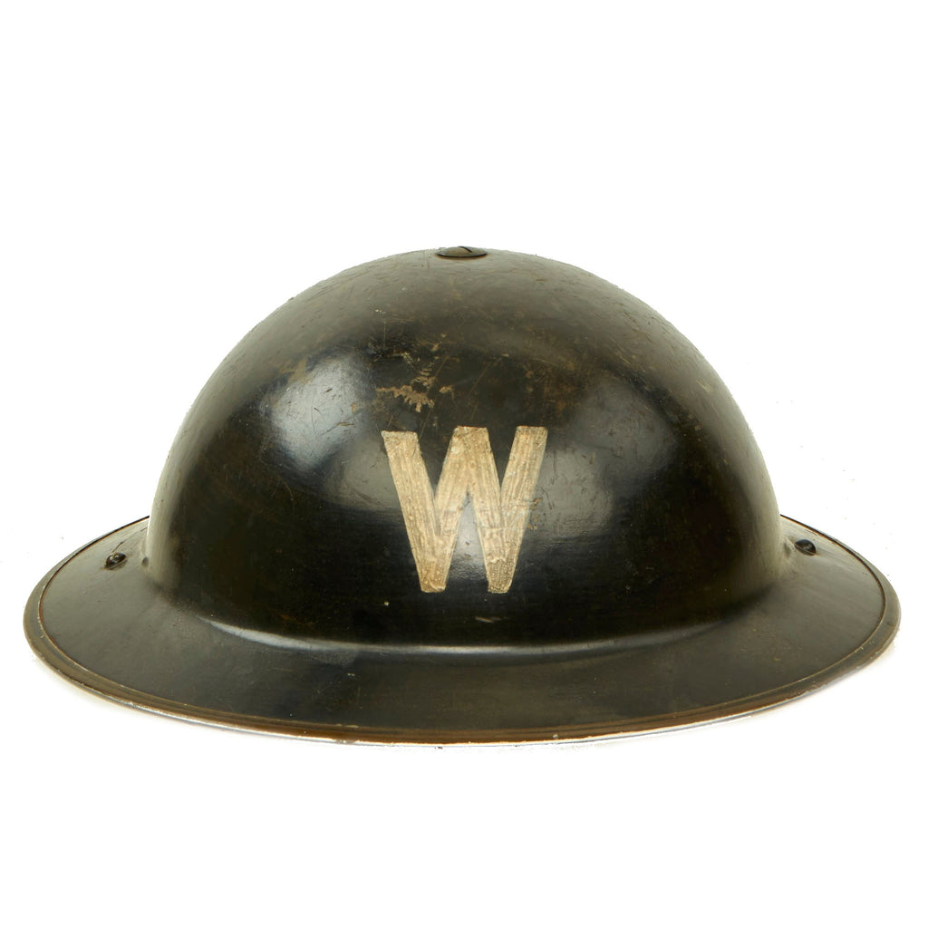 Original British WWII Air Raid Warden Painted Brodie MkII Steel Helmet - Dated 1939 Original Items