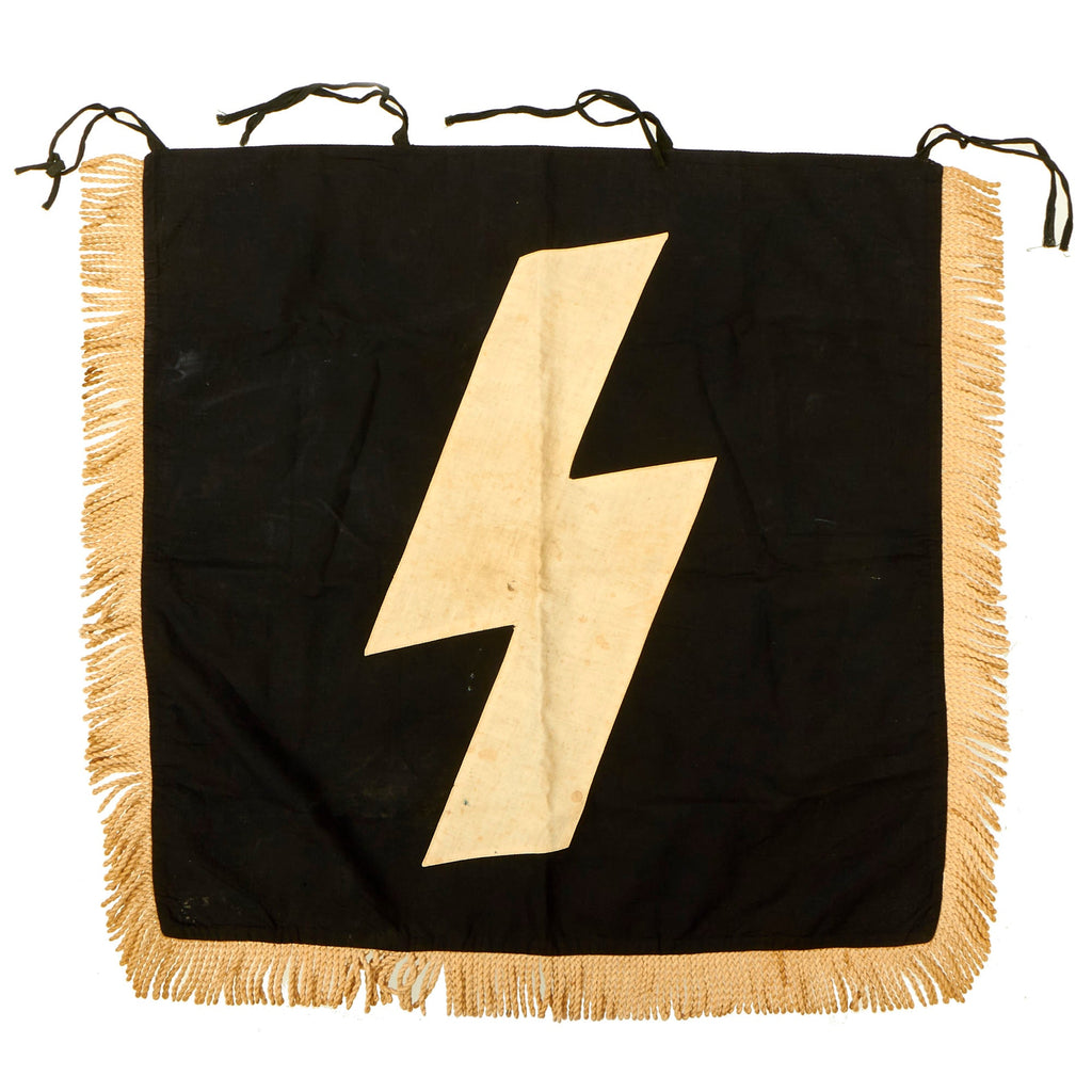 Original German WWII DJ Deutsches Jungvolk German Youth Organization Fringed Trumpet Banner - 19" x 19 1/2" Original Items