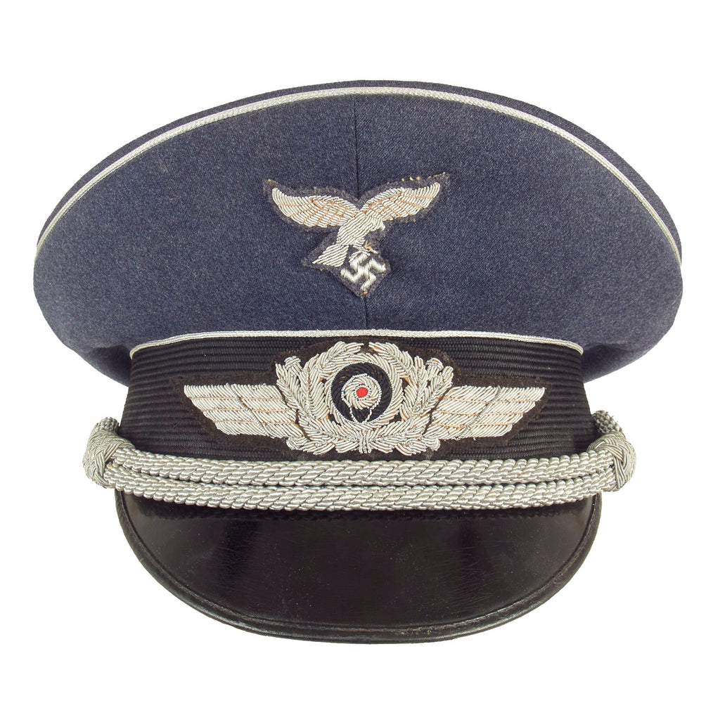 Original Excellent German WWII Luftwaffe Officer Schirmmütze Visor Cap with Bullion Insignia - Size 57 Original Items