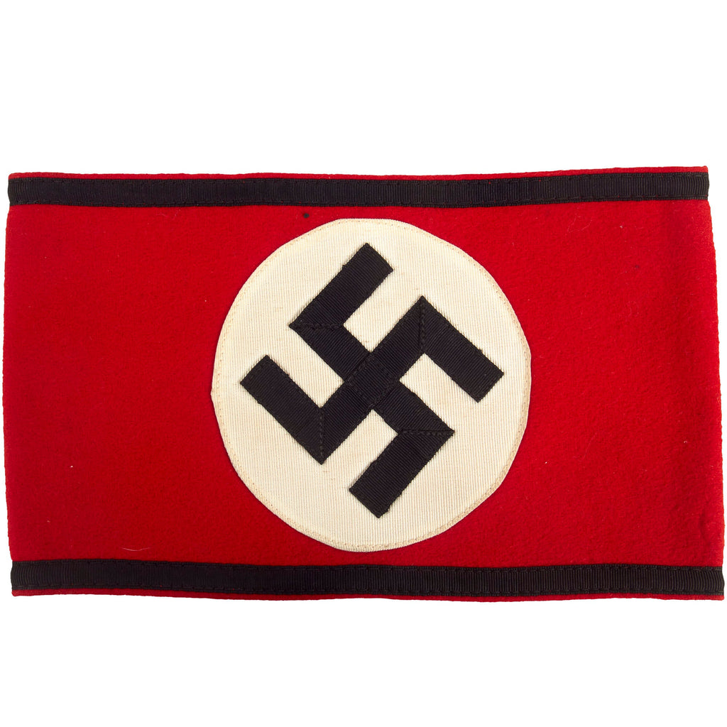 Original German WWII Unissued SS Member's Wool & Rayon Multi-Piece Armband with Paper SS RZM Tag Original Items