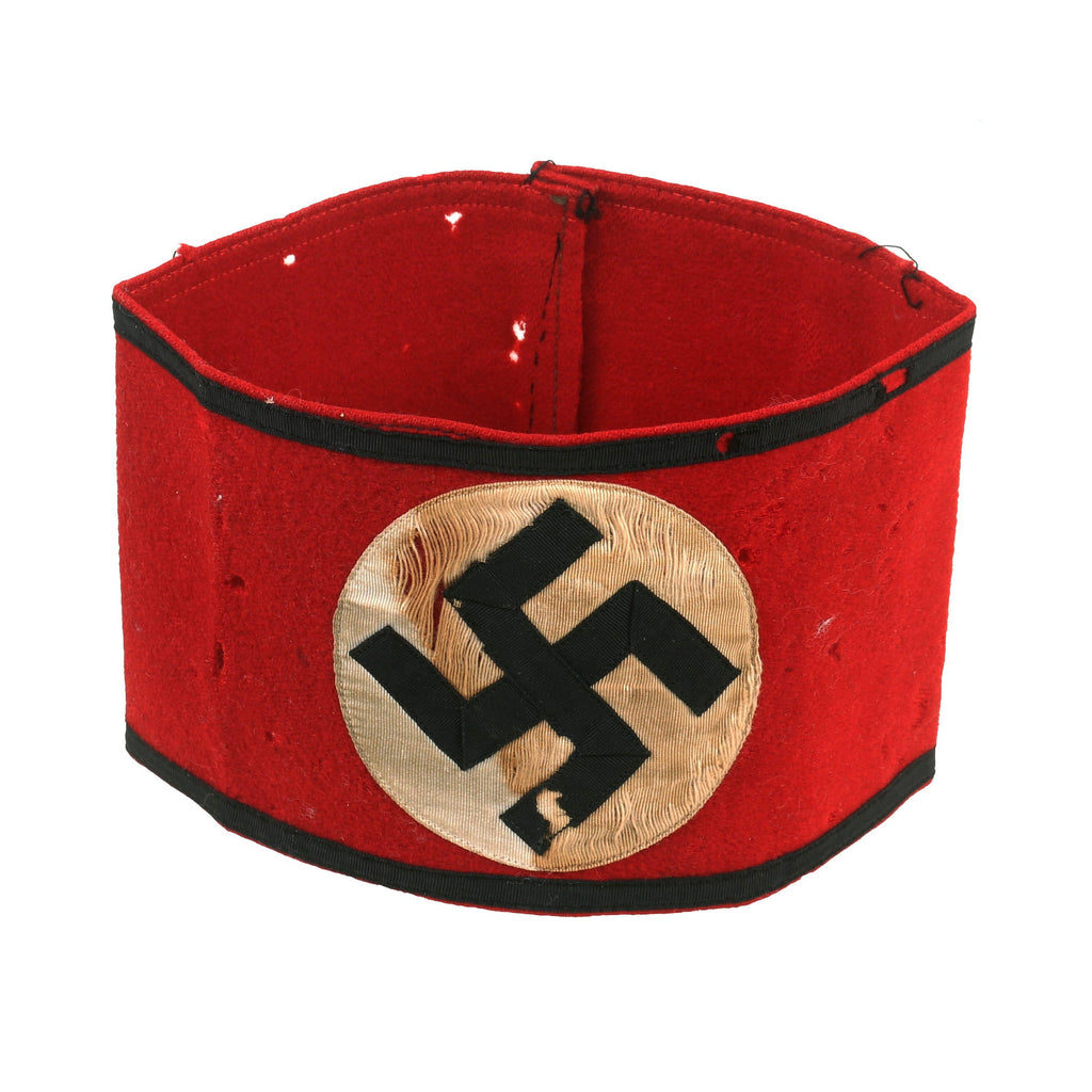 Original German WWII SS Member's Wool & Rayon Multi-Piece Armband - Service Used Original Items