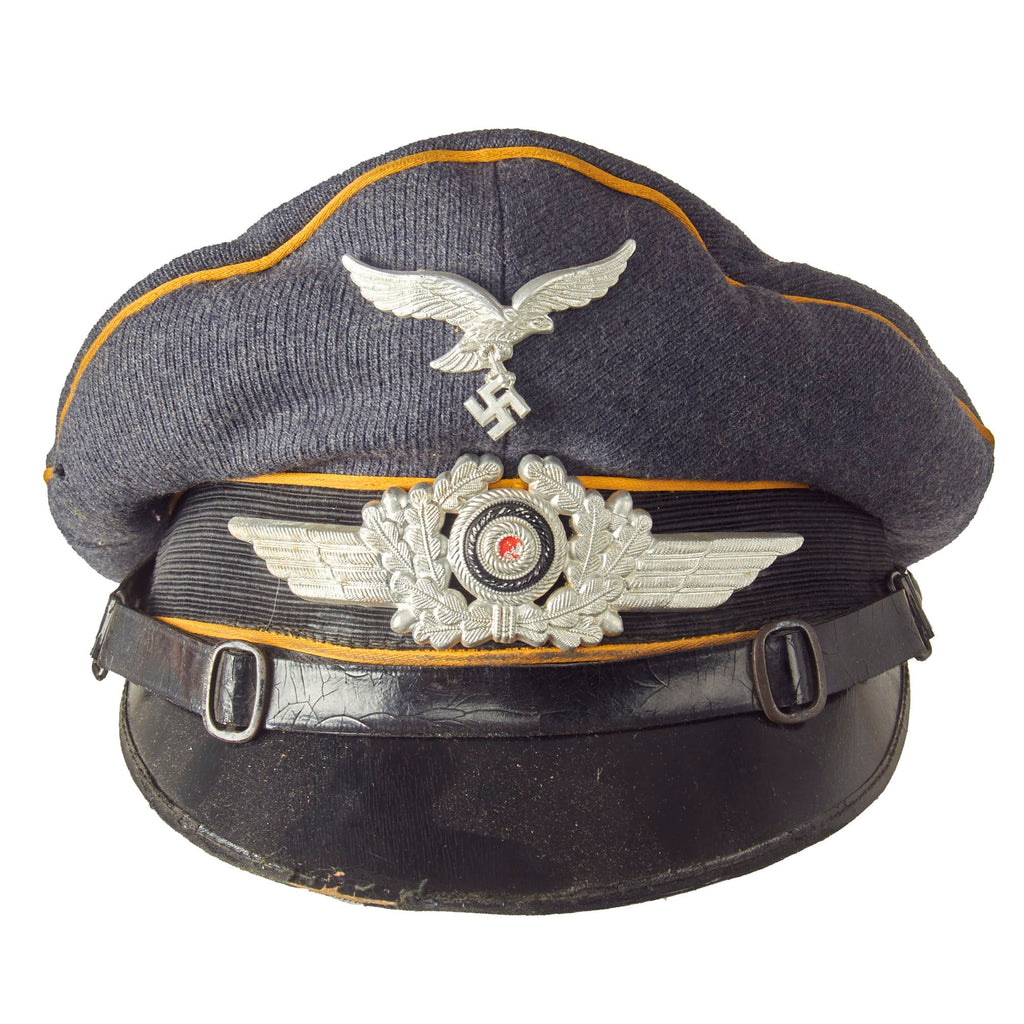 Original German WWII Service Worn Luftwaffe Flight Branch EM/NCO Schirmmütze Visor Crush Cap Original Items