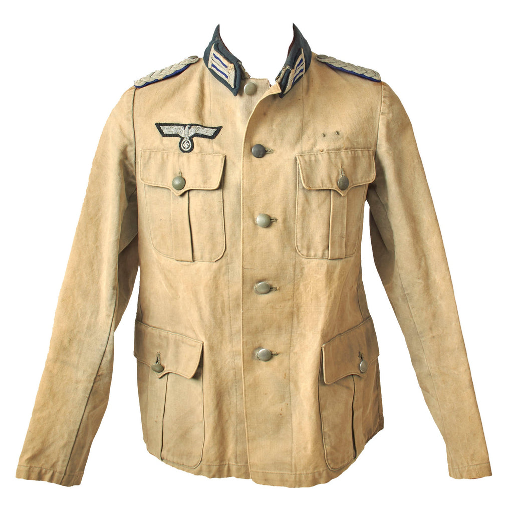Original German WWII Service Worn Heer Medical Oberstabsarzt Officer Summer Canvas Uniform Tunic Original Items