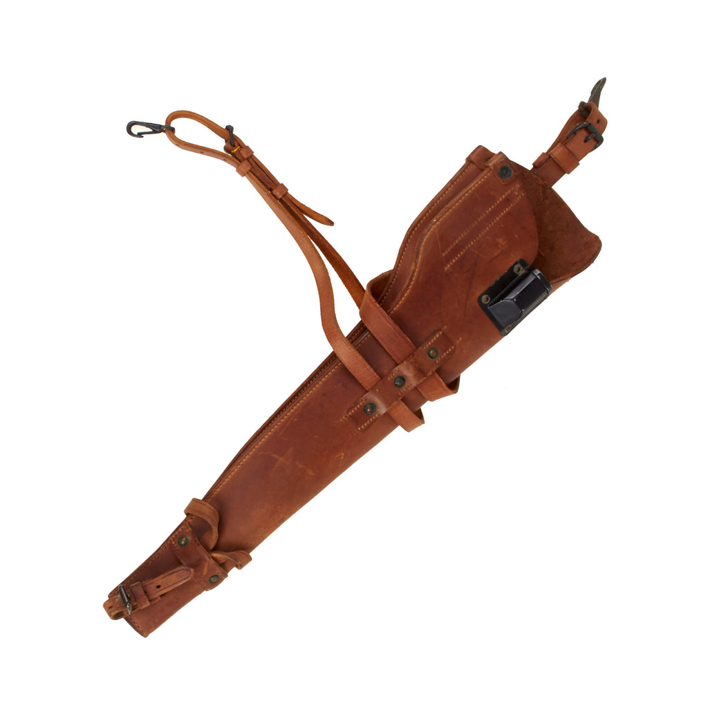 Original U.S. WWII M1 Carbine Leather Vehicle Scabbard with Straps by Fulton L.G. Co - Dated 1943 Original Items