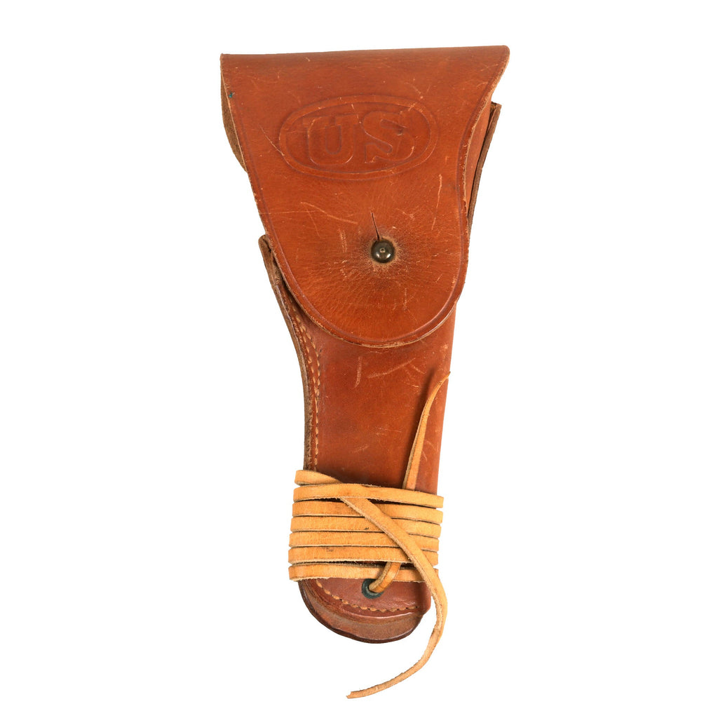 Original U.S. WWII Excellent Condition M1916 .45 Colt 1911 Leather Holster by Boyt with Original Leather Lanyard - Dated 1945 Original Items