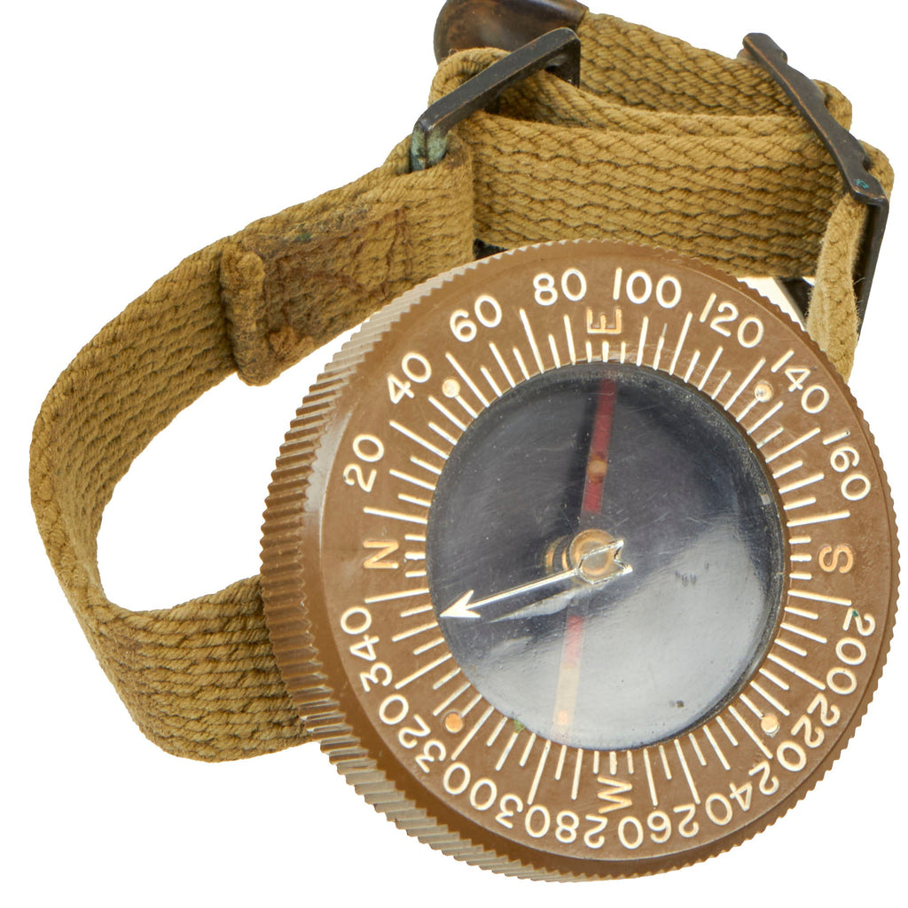 Original U.S. WWII US Army Corps of Engineers Wrist Compass by Superior Magneto Corporation with Web Wristband - Dated November 1944 Original Items