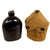 Original U.S. WWII Rare M1942 Black Porcelain Enamel Canteen and Cup in “Funnel” Carrier - dated 1942 Original Items