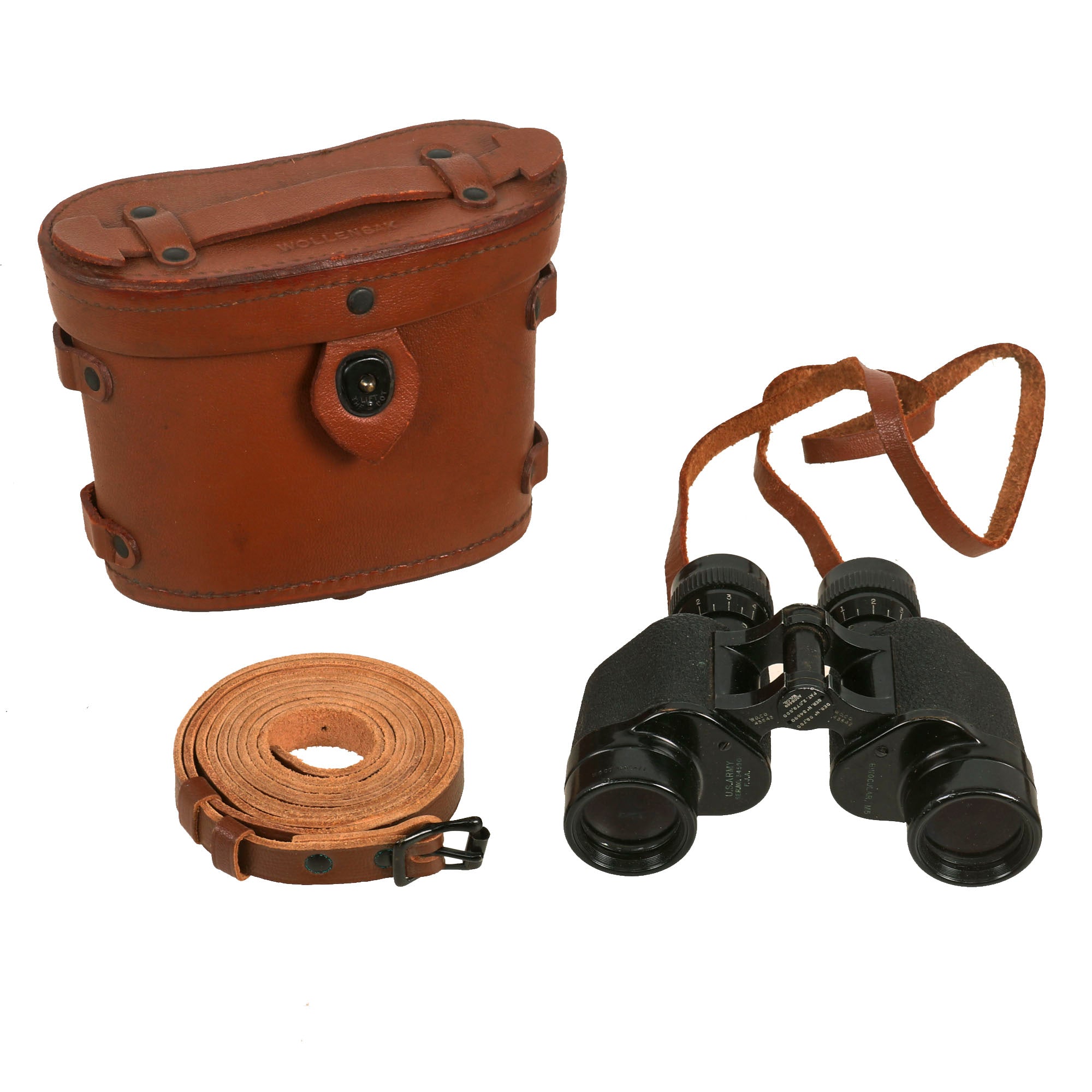 Original U.S. WWII 6x30 M5 Binoculars By Wollensak With Case
