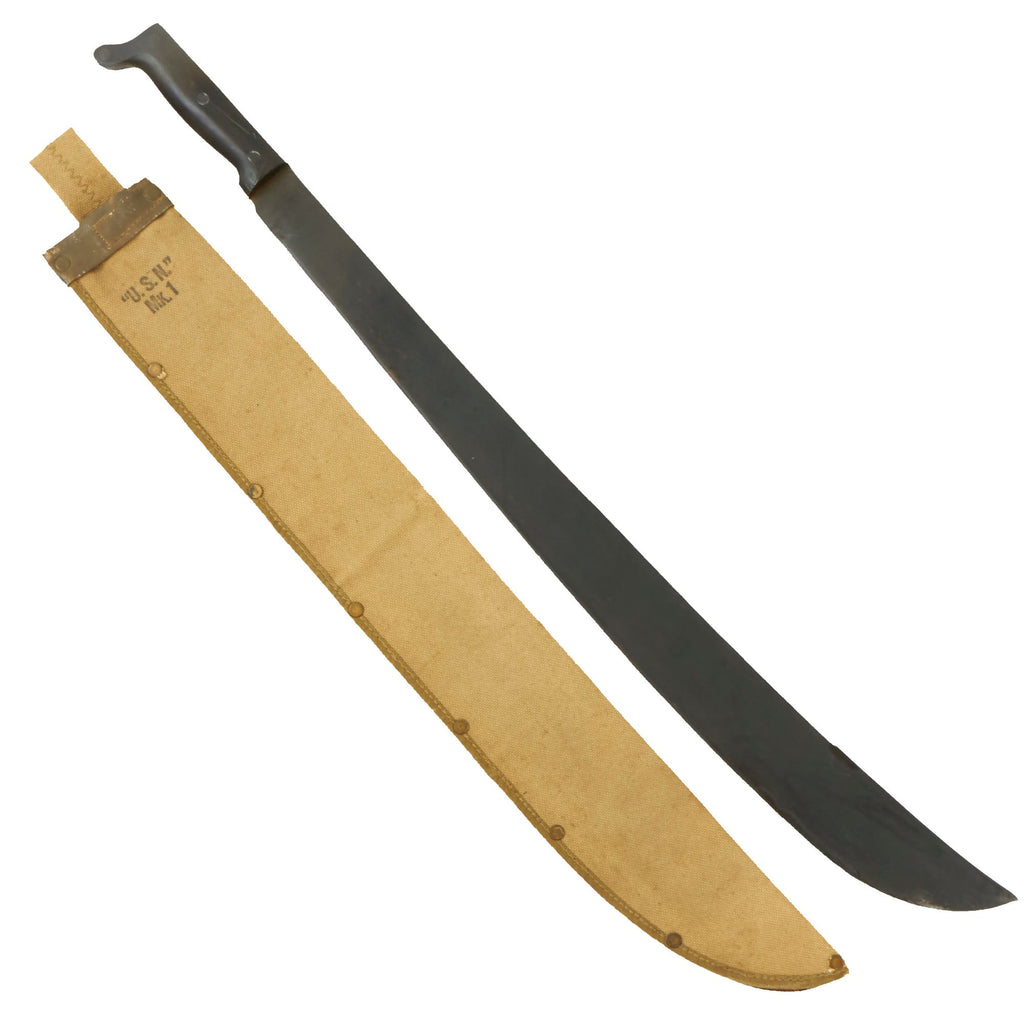 Original U.S. WWII US Navy Mk I Legitimus Collins & Co Machete Dated 1944 With Correct USN Marked Scabbard Original Items