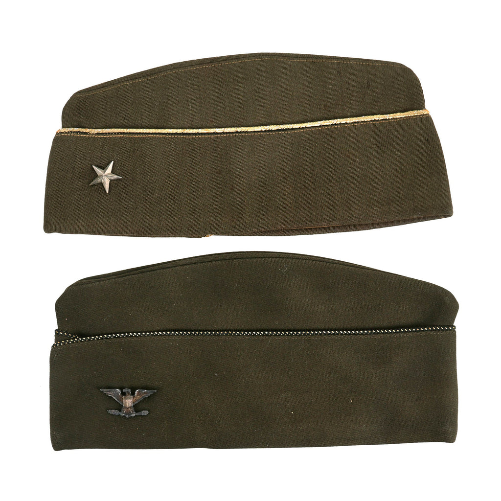 Original U.S. WWII Era Brigadier General and Colonel’s Overseas Side Cap (Garrison Cover) Grouping - (2) Items Original Items