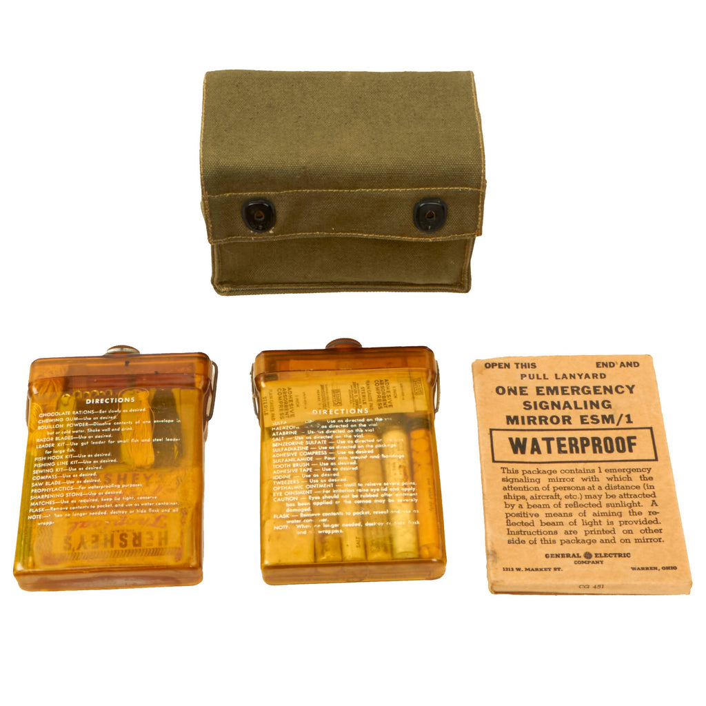 Original U.S. WWII Army Air Corps Emergency Sustenance Type E-17 Kit in Carrier - Unissued & Complete Original Items