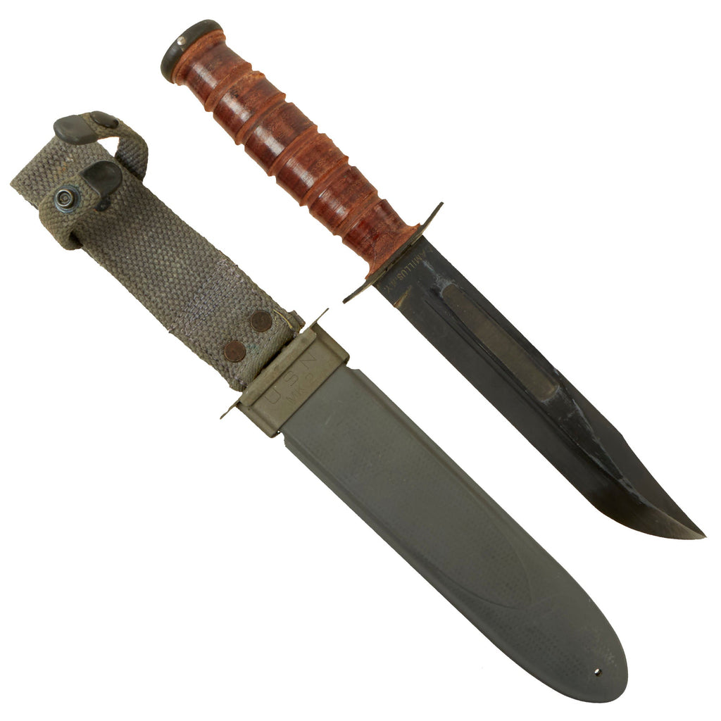 Original U.S. WWII Unissued Pre-1944 USN Mark 2 KA-BAR Fighting Knife by CAMILLUS with USN MK2 Scabbard Original Items