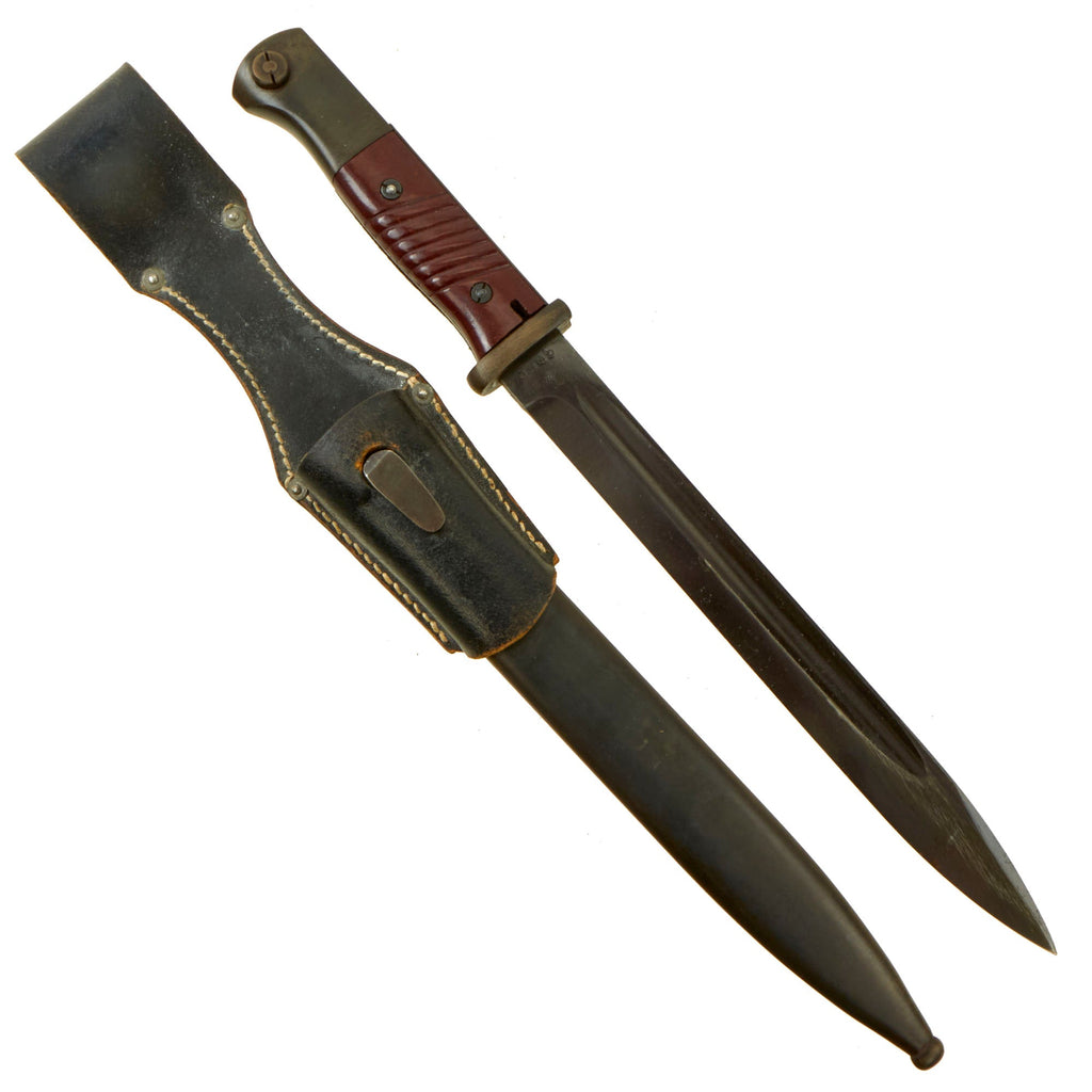 Original Excellent German WWII 98k 1943 dated Bayonet by E. & F. Hörster with Scabbard & Frog - Matching Serial 0645 m Original Items