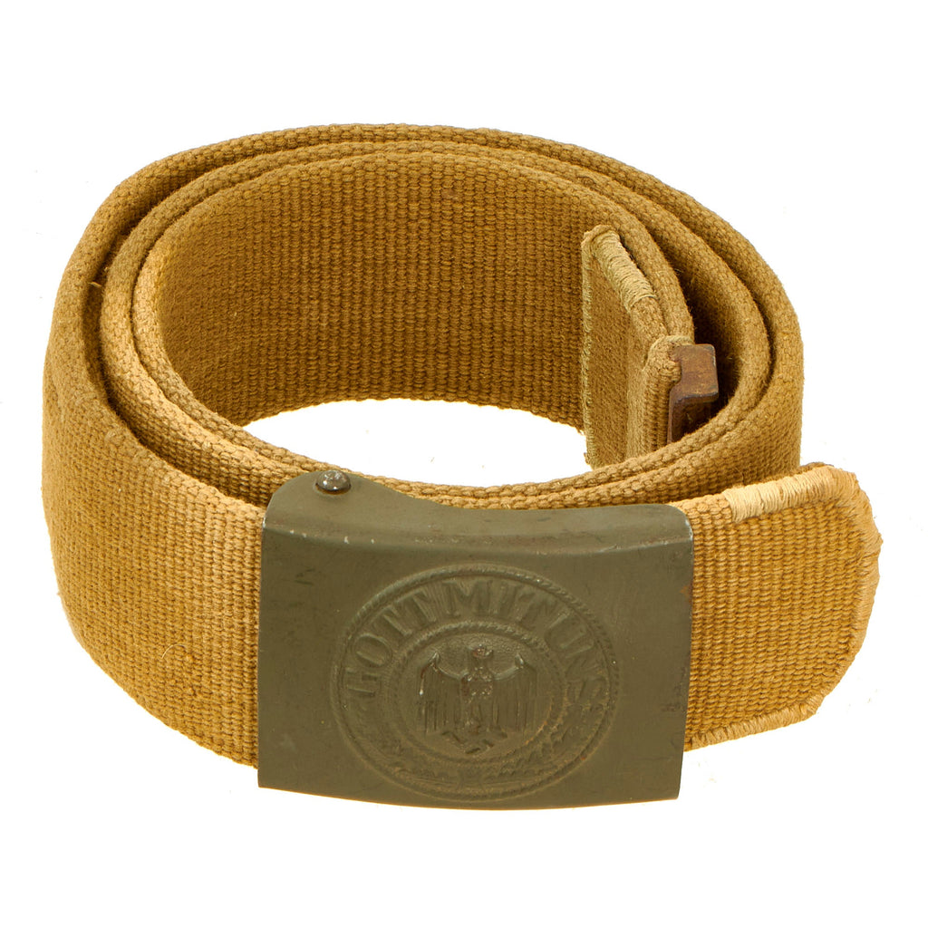 Original German WWII Rare Tropical Afrikakorps DAK Web Belt with 1940 Dated Steel Buckle by Noelle & Hueck Original Items