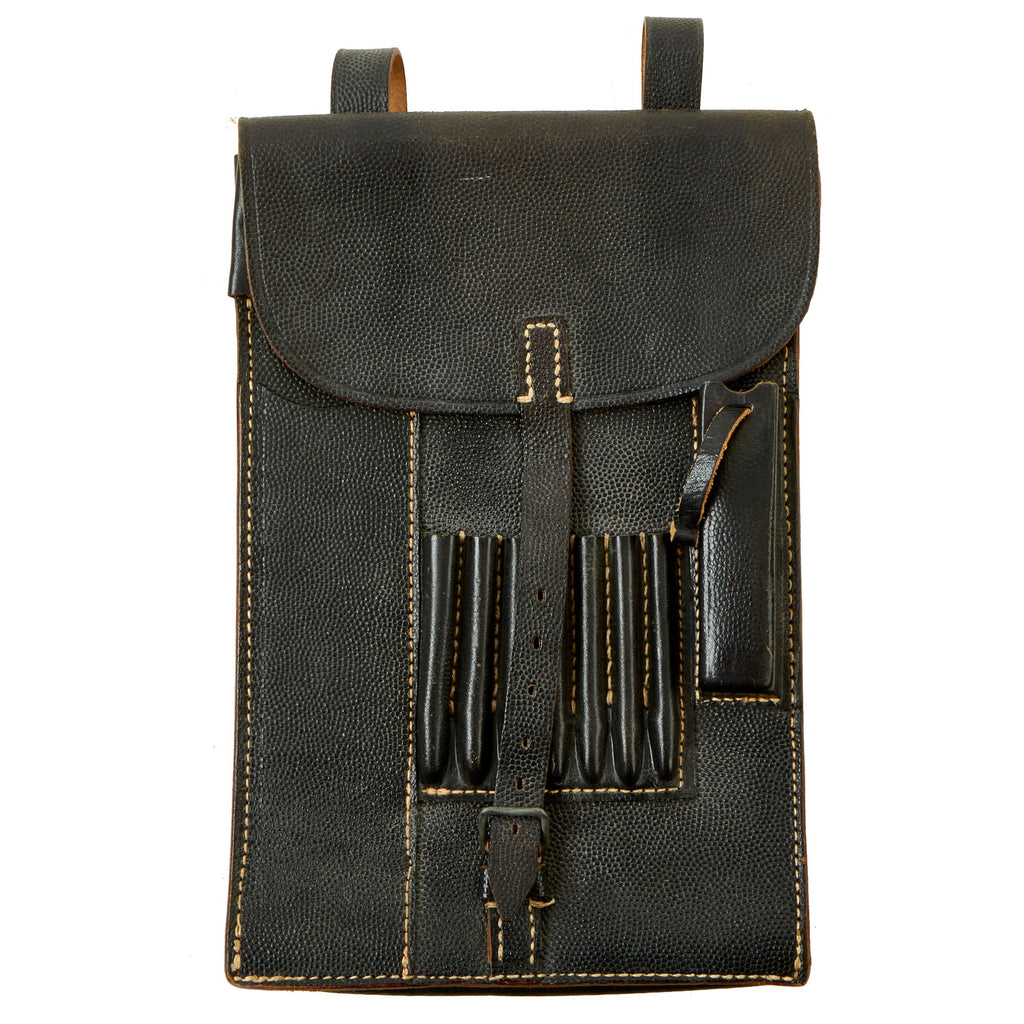 Original German WWII Unissued Melde Kartentasche M35 Leather Dispatch/Map Case - RBNr. Marked Original Items