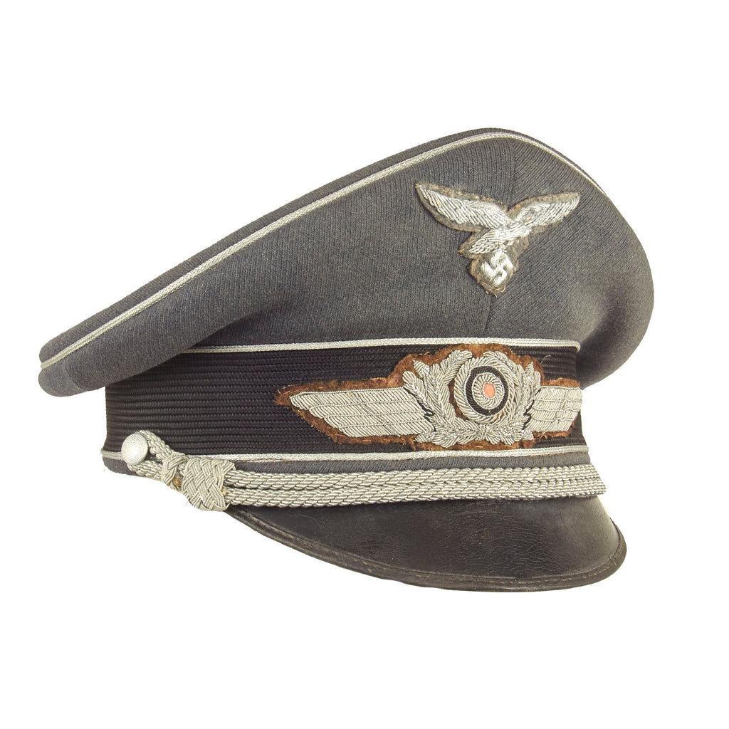Original German WWII Luftwaffe Officer Schirmmütze Visor Crush Cap with Bullion Insignia Original Items