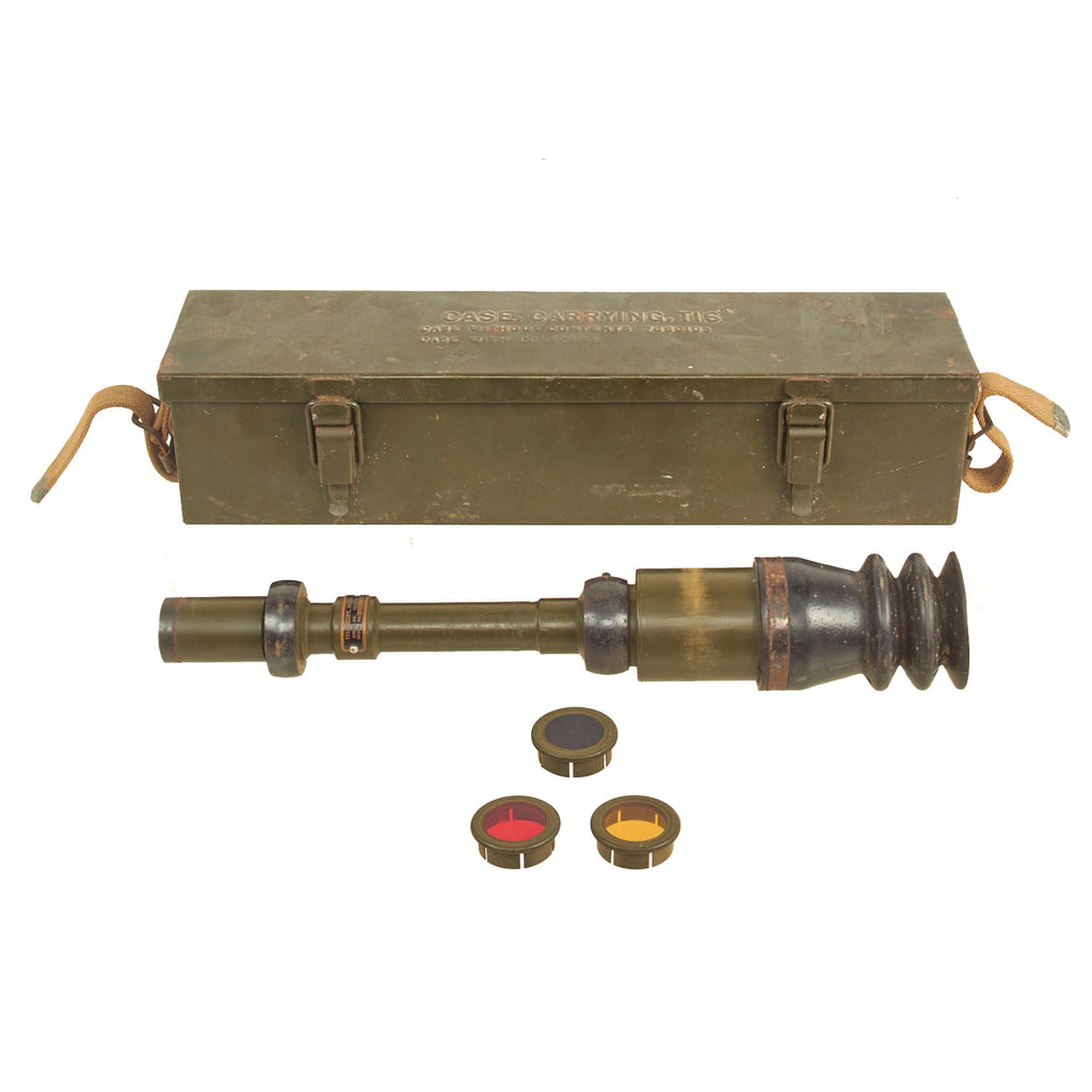 Original U.S. WWII Era M69C Telescope With T-17 Carrying Case As Used With The 57mm M1 Anti-Tank Gun Original Items