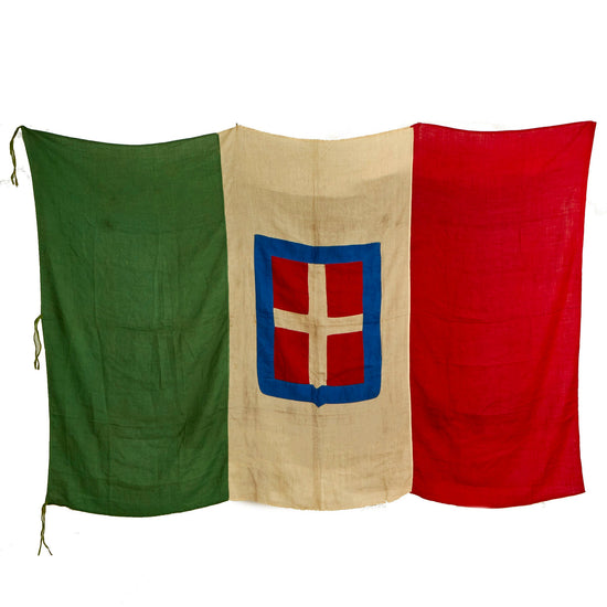 Original Italian WWII Large Kingdom of Italy Flag With Savoy Coat of Arms - 58” x 90” Original Items