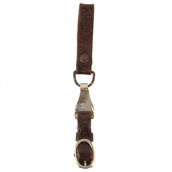 Original German WWII Leather Hanger and Belt Loop for SA Dagger - Wartime Plated Steel Pattern Original Items