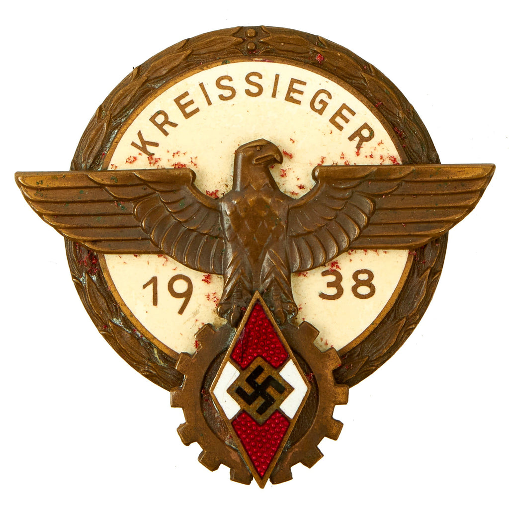 Original German WWII HJ / DAF Kreis Level National Trade Competition Badge by G. Brehmer of Markneukirchen - Kreissieger Original Items