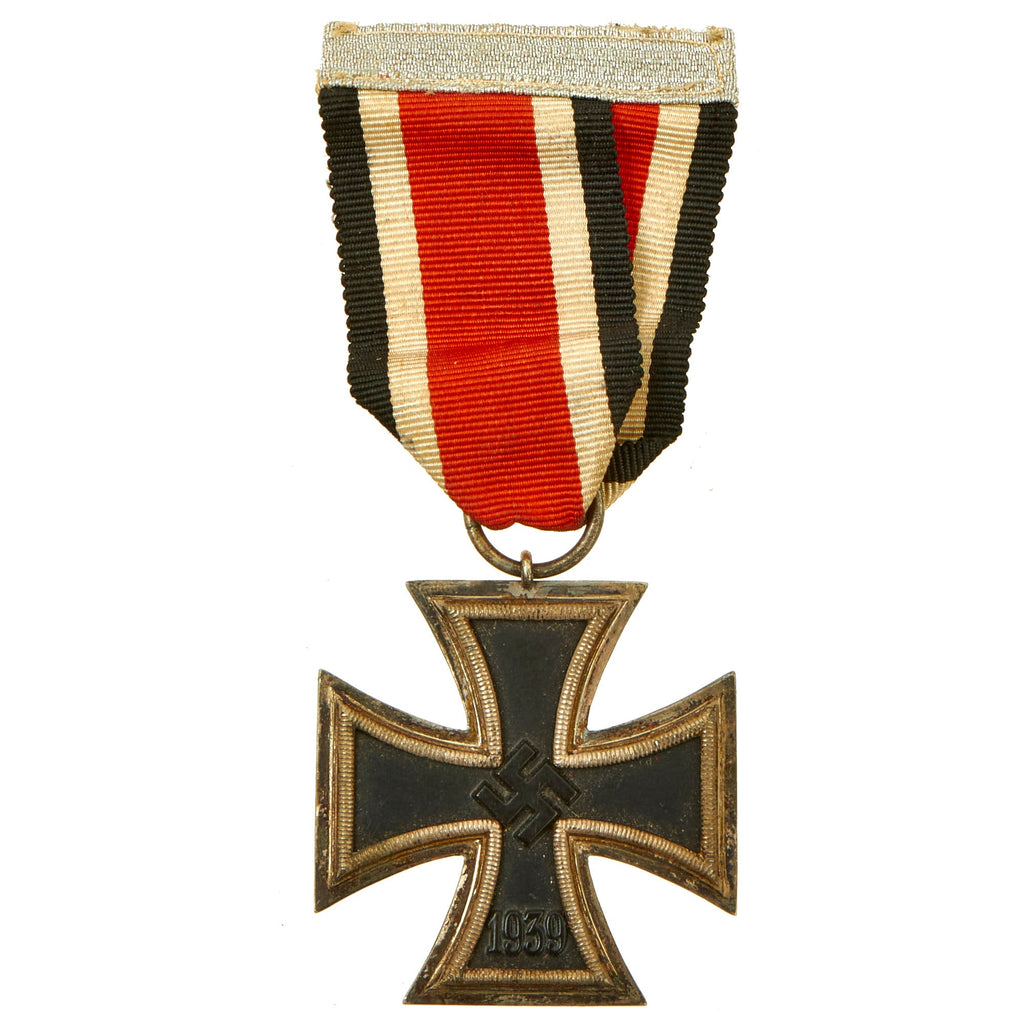 Original German WWII Wehrmacht Iron Cross 2nd Class 1939 with Ribbon Stitched to NCO Tresse - Unmarked - EKII Original Items