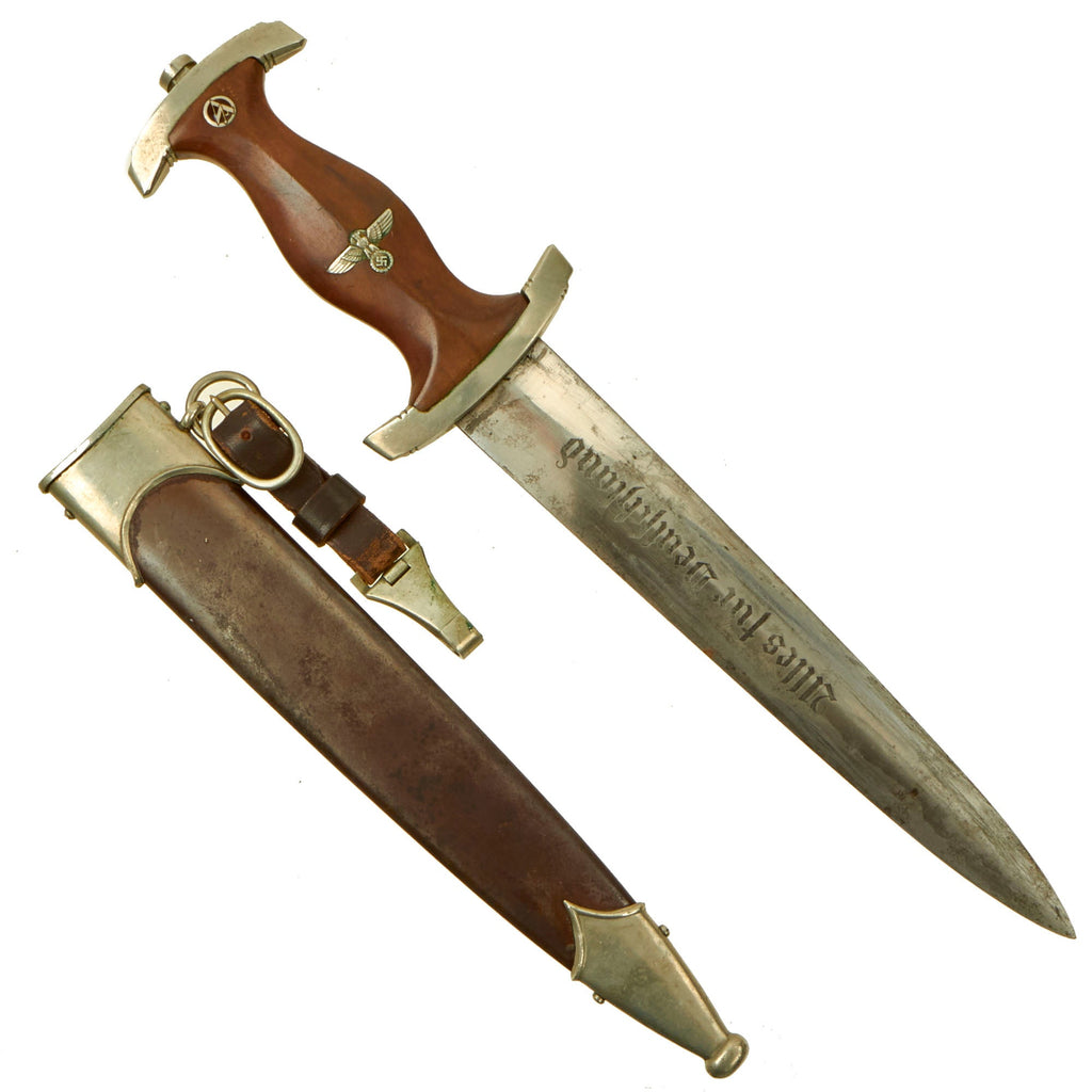 Original German Early WWII SA Dagger by Rare Maker Wilhelm Weltersbach of Solingen with Scabbard & Hanger - McSARR Rarity Rated 8 of 10 Original Items