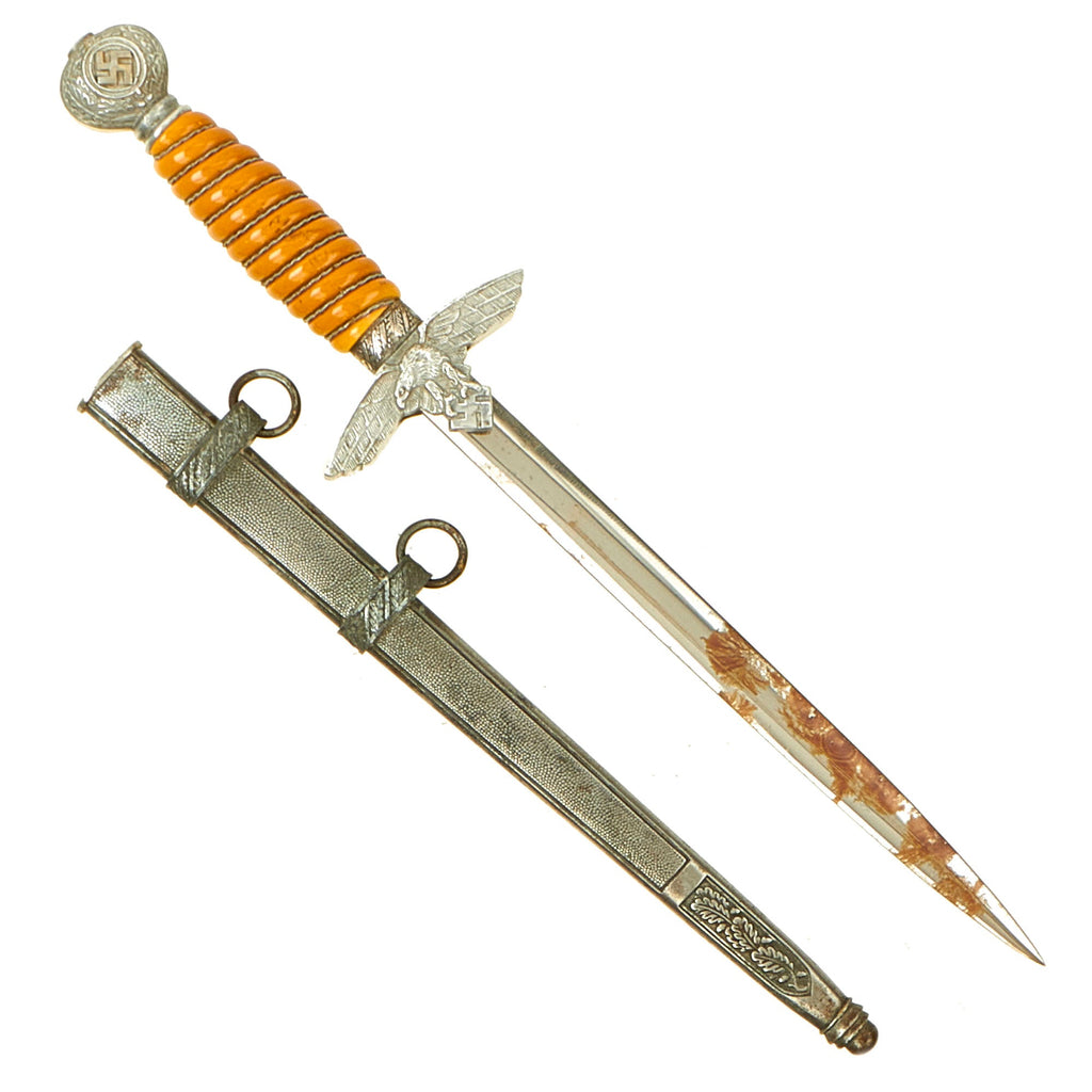 Original German WWII 2nd Model Luftwaffe Dagger by Robert Klaas of Solingen with Scabbard Original Items