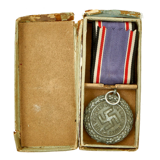 Original German WWII RLB Luftschutz Air Defense Honor Medal 2nd Grade with Ribbon in Original Box Original Items