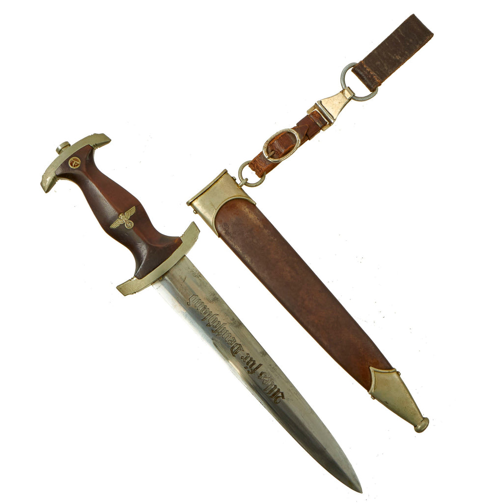 Original German Early WWII SA Dagger by Friedrich Herder Abr. Sohn with Scabbard, Hanger & Belt Loop Original Items
