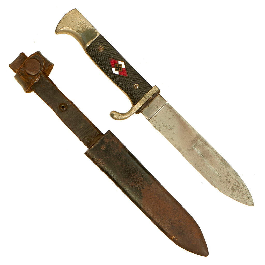 Original German WWII 1939 Dated HJ Knife by Rare Maker P.D. Lüneschloss with Scabbard - RZM M7/14 Original Items