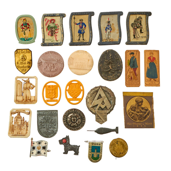 Original German Pre - WWII Large Tinnie Event Badge Grouping -  24 Items Original Items