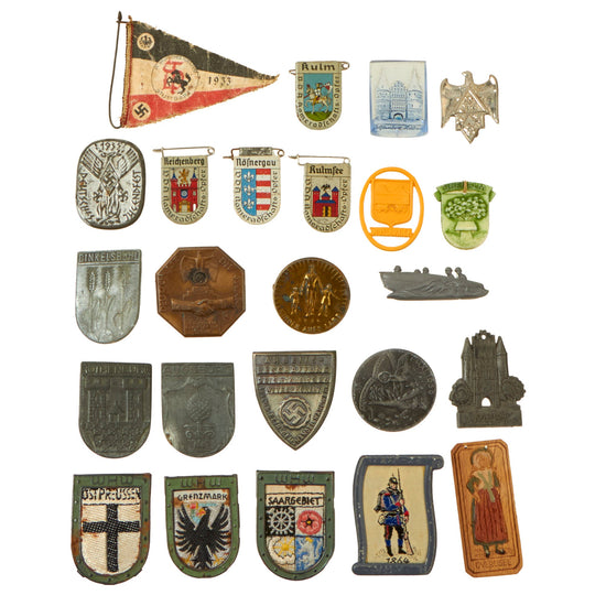 Original German Pre - WWII Large Tinnie Event Badge Grouping -  24 Items Original Items