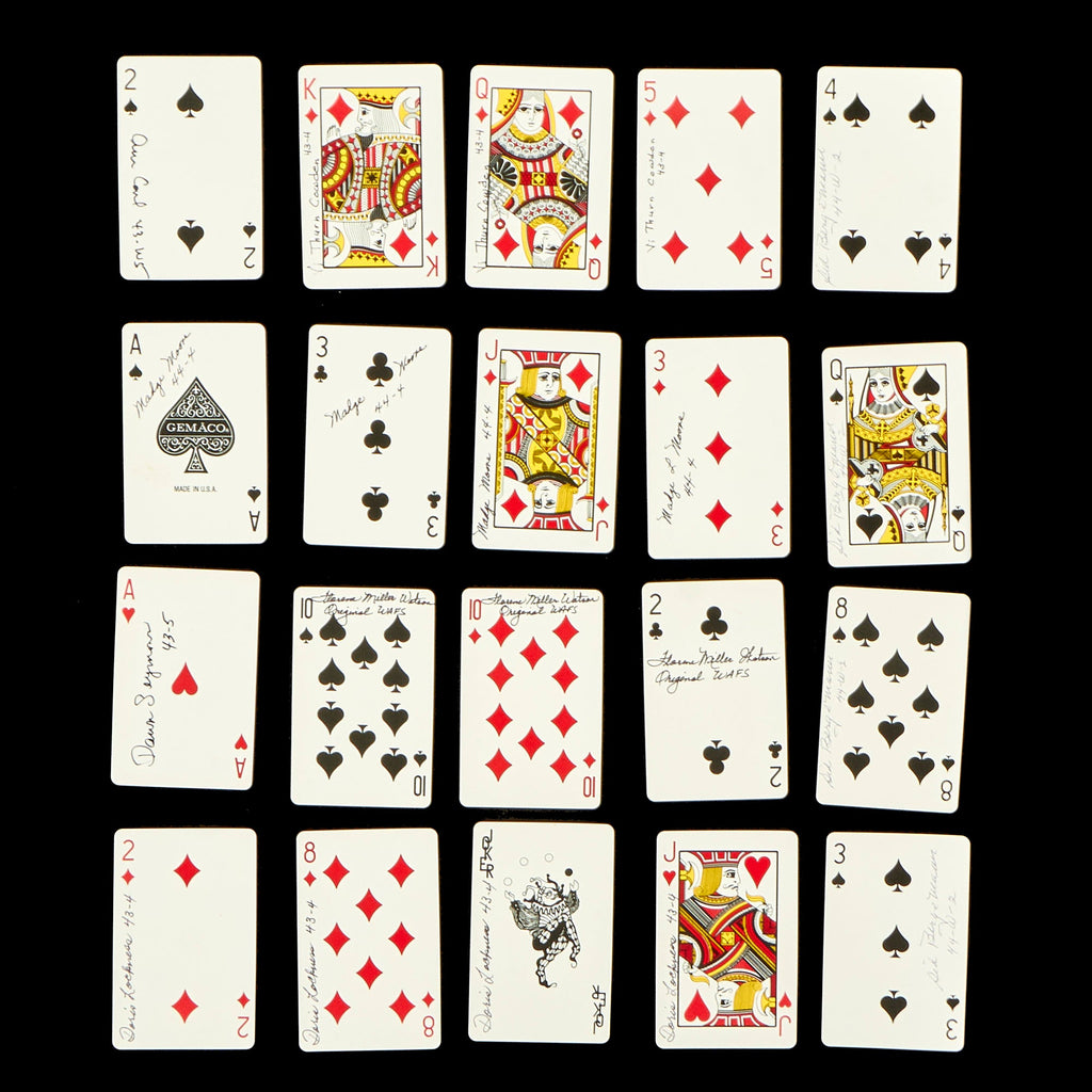 Original U.S. WWII Women Air Force Service Pilots Signed Playing Cards - 20 Cards, 7 Pilots - WASP Original Items