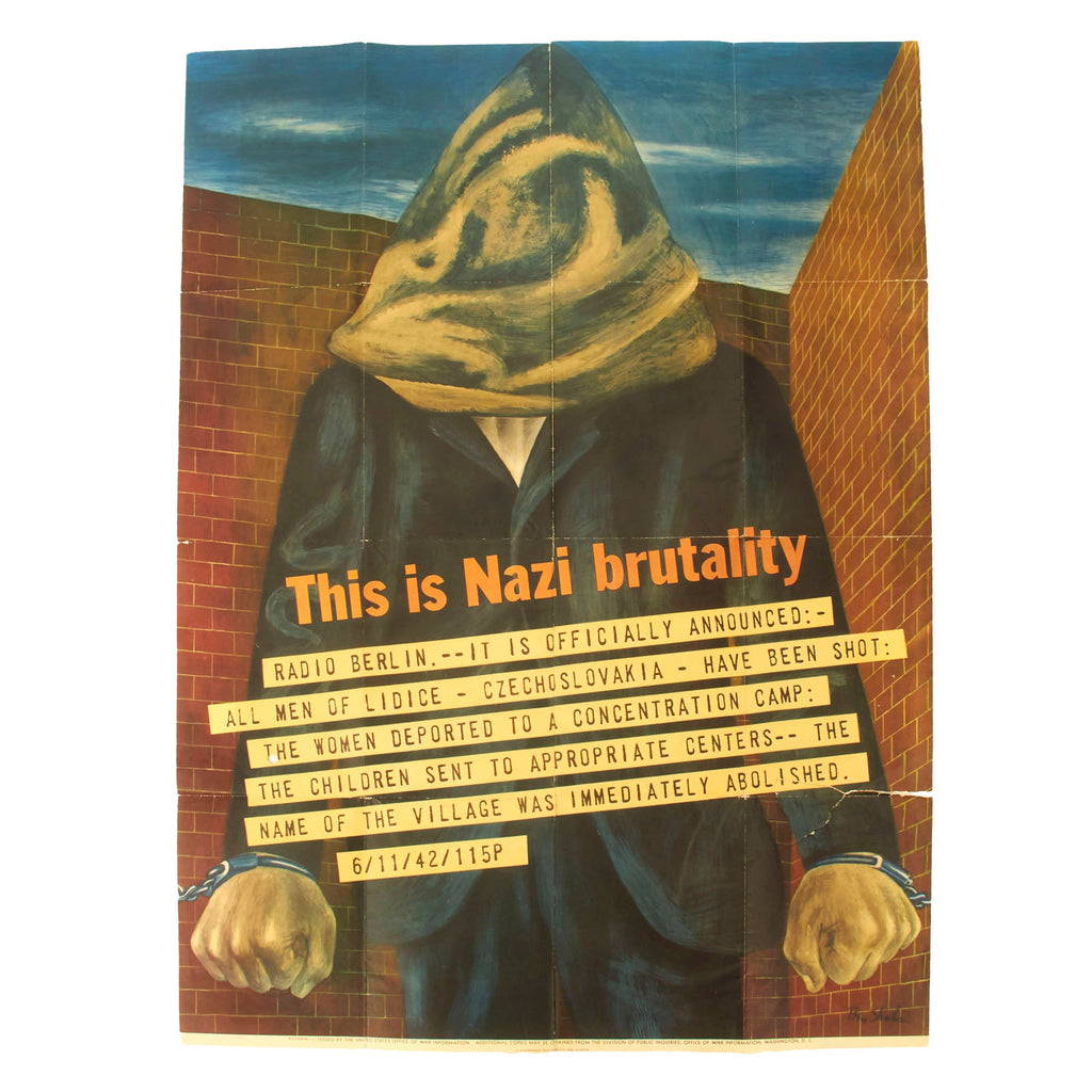 Original U.S. WWII 1942 This is Brutality OWI Propaganda Poster by Ben Shahn Original Items